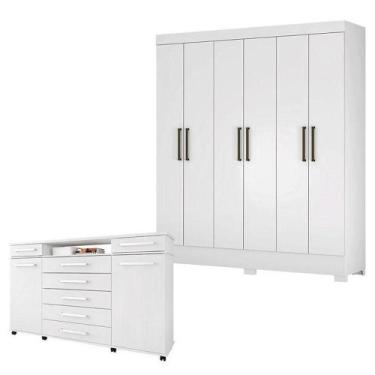 Imagem de Cômoda London E Guarda Roupa Casal Verso Branco - Demóbile