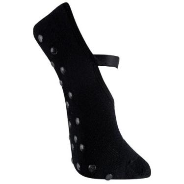 Imagem de Meia Hidro Sapatilha Antiderrapante Pilates Com Elástico Cor Preta - H