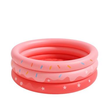Imagem de Piscina Infantil Inflável Gigante Donuts 220L Boia Crianças Diversão (Rosa)