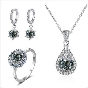 Imagem de Conjunto de Joias com Charme Moissanita - Prata Esterlina 925 - Anel, 