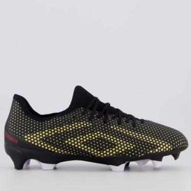 Imagem de Chuteira Umbro Velocita IX Club Campo Preta e Dourada