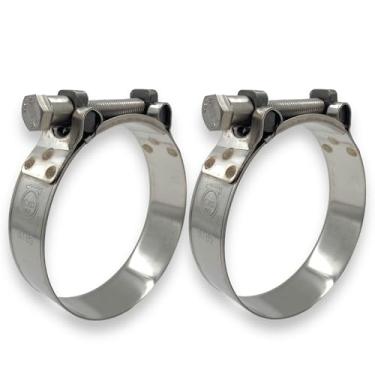Imagem de CHUNYUNGDA TT Abraçadeira de mangueira resistente OD 80-85 mm, porcas em T sólidas de aço inoxidável, faixa e parafuso para tubo de exaustão de 3-1/4" (8-8,5 cm, embalagem com 2)