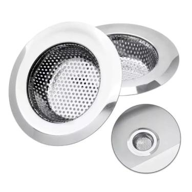 Imagem de Kit 3 Ralo de Pia Inox Premium 5,4cm Segura Sujeiras Higiênico Previne Entupimentos em Pias de Cozinha Banheiro Fácil Limpeza Design Moderno Elegante Durável Não Enferruja