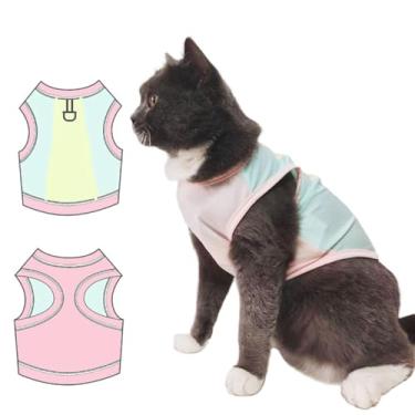 Imagem de Camiseta para cachorro com anel D, roupas de verão para animais de estimação com proteção solar, colete refrescante, camiseta de verão, camiseta regata sem mangas, macaron gelado, tamanho PP para