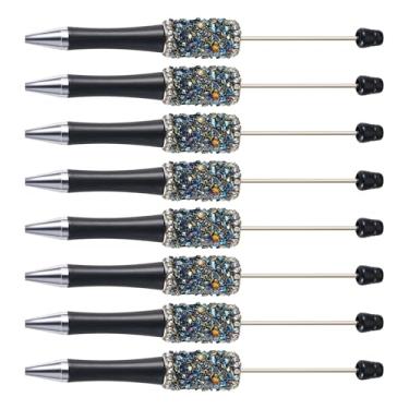 Imagem de Spritewelry Canetas de strass com contas de cristal cintilante, 10 peças DIY de plástico extravagante eixo caneta esferográfica de tinta preta para decoração de bricolage, suprimentos de escritório