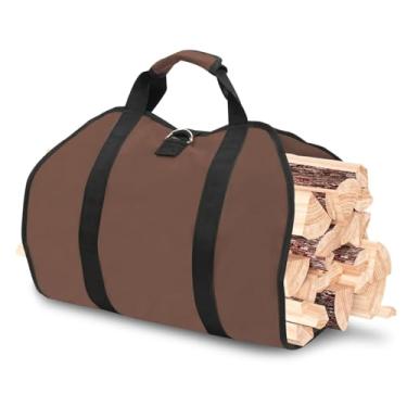 Imagem de Bolsa de transporte de lenha resistente grande à prova d'água, armazenamento de tecido Oxford para troncos, portátil com alças para lareira interna e acampamento ao ar livre, transporte de lenha