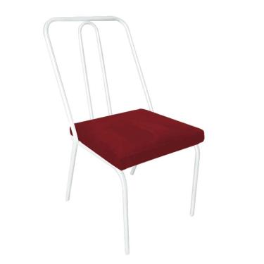 Imagem de Cadeira De Jantar Drika Office Escritório Recepção Ferro Branco Corino Vermelho - Amey Decor