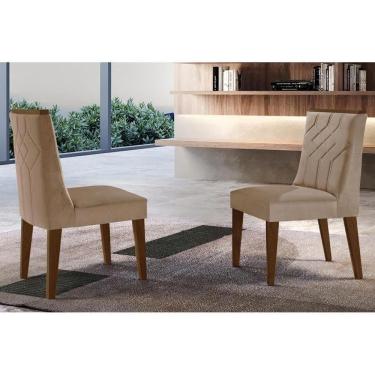 Imagem de Kit 2 Cadeiras Nevada Madeira Capuccino Veludo Capuccino