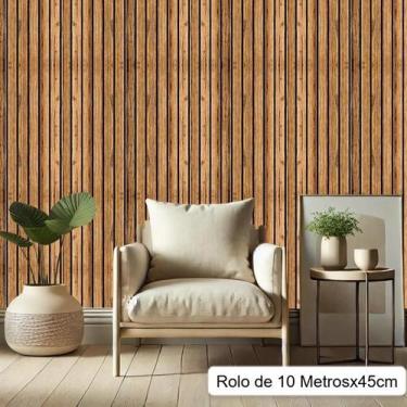 Imagem de Papel de Parede Adesivo Contact Rolo 5 e 10 Metros Madeira Ripada Rúst