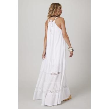 Imagem de Vestido Longo De Alças Com Rendas Branco Yacamim E10, G, Branco