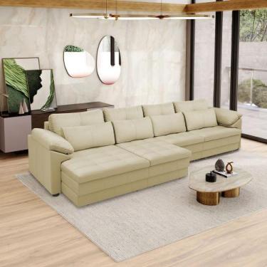 Imagem de Sofá Retrátil Manual Sala de Estar Nolan Bipartido 339cm Conforto Prem