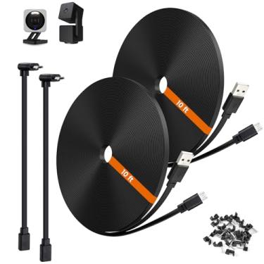 Imagem de weishan Pacote Com 2 Cabos De Extensão Energia 3 Metros, Compatível Câmeras Segurança Wyze Cam V4, Pan V3, Og, V3 E Pro - Cabo Carregamento Usb Plano M Comprimento, Adaptador Em Formato L, Preto