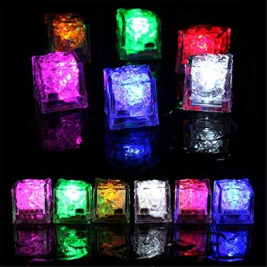 Imagem de Emivery Cubo De Gelo Led À Prova D'Água, Multicolorido E Piscante, Que Brilha No Escuro, Para Decoração Bar, Clube, Festa, Vinho Casamento (12 Peças)