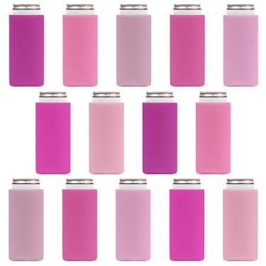 Imagem de CURRENT CO. Mangas Térmicas Finas Para Latas (Pacote Com 14), Coolers Macios E Isolados Refrigerantes White Claw Cerveja - Projetos De Vinil Htv Blanks Skinny Koolies Bulk Tall Koolie Cozy