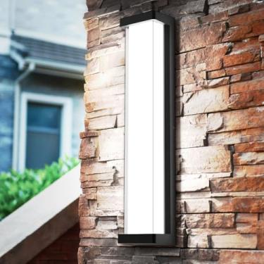 Imagem de Sytmhoe Luminária De Parede Externa Moderna Led Com Dimerização 10% A 100%, 23,6 Pol., 6000 K, Regulável Para Varanda E Pátio, Alumínio Preto Luzes Duplas Pc Adequadas Garagem, Sala Estar, Pátio Cas