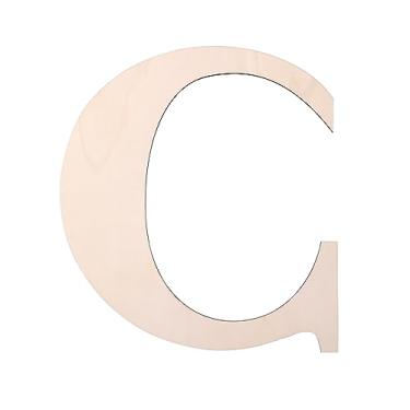 Imagem de KOOCHOICE Letras De Madeira 12", Para Decoração Parede, 1/5" Em Branco, Casa Inacabada, Pintura Faça Você Mesmo (Letra C)