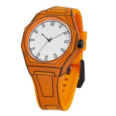 Imagem de BARAMON Relógios masculinos fashion sketch série anime relógio analógico quartzo elegante criativo minimalista casual relógio de pulso masculino à prova d'água esporte pulseira de silicone, Amarelo 1