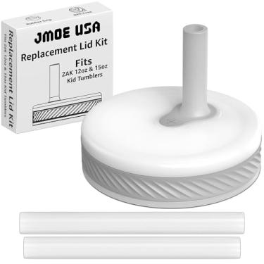 Imagem de Jmoe USA Conjunto de tampa de substituição compatível com copos infantis Zak Kelso de 425 g e 340 g | Serve para copos de plástico e aço inoxidável de 425 g e 340 g | Livre de BPA (branco)