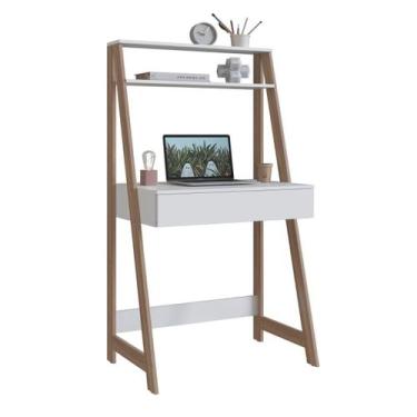 Imagem de Escrivaninha Estante 1 Gaveta e 1 Prateleira Branco/Montana B80 Emovel