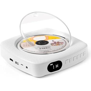 Imagem de Cd Player Portátil Com Bluetooth, Suporte De Parede E Mesa Cd Player, Alto-falantes Hifi Integrados, Com Display Lcd E Conector Aux De Fone De Ouvido Mp3, Suporte Cd / Mp3 / Wma, White