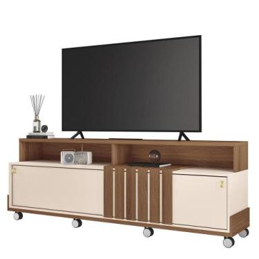 Imagem de Rack Bancada Graci 1.8 para TV até 70 - HB Móveis, Castanho/Off White