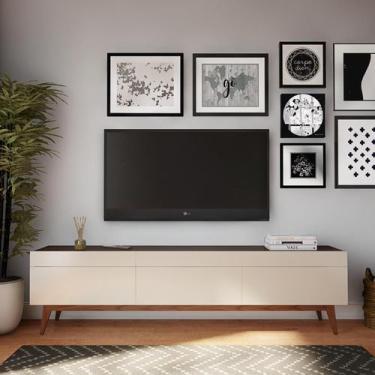 Imagem de Rack Cambridge I 3 GV Off White com Freijó Touch 218 cm - Mobly