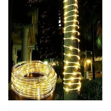 Imagem de Led Pisca Linha Com 50 Metros Lâmpadas Tomada A Prova D'Água 8 Modos Natal Ano Novo (Branco Quente)