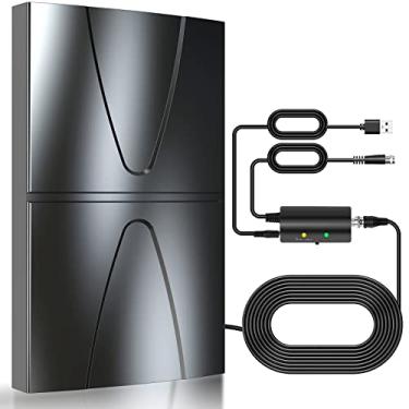 Imagem de Antena de TV mais forte atualizada em 2024, antena interna/externa de alcance de 1400 milhas para Smart TV e todas as TVs antigas, antena de TV digital de recepção de 360° para canais locais - cabo