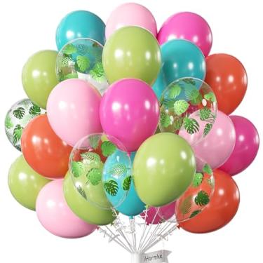 Imagem de Hawaiian Luau Tropical Balloons Party Decorations,60 Pack Olive Green Pink Blue Coral Red Balloon Arch Garland for Moana Aloha Flamingo Summer Pool Birthday Baby Shower Party Supplies