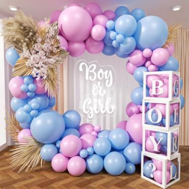 Imagem de HKYOOD 134Pcs Pink and Blue Balloon Garland Arch Kit - Perfect for Gender Reveal, Baby Shower, Birthday Party & Anniversary Decorations - Latex Balloons for Boy or Girl Celebrations (No Box)