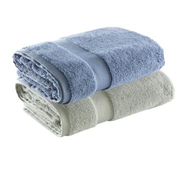 Imagem de Jogo de Toalha de Banho Super Soft Zero Twist, 2 peças, 70x140cm, Algodão, Toque Macio, 500g/m², Altihaus, Alta Absorção, Durabilidade (Verde/Azul)