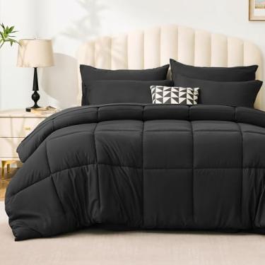 Imagem de Love's cabin Conjunto de edredom California King, preto acinzentado, 7 peças, cama king size Califórnia em uma bolsa, 1 edredom para todas as estações, 1 lençol de cima, 1 lençol com elástico, 2