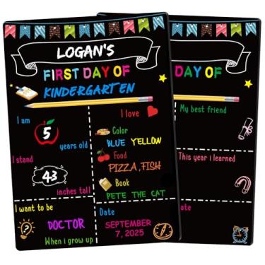 Imagem de Placa do primeiro dia de escola, 35,5 x 25,4 cm, quadro de negros coloridos de madeira reutilizável, para 1ª a 12ª série, para jardim de infância, pré-escolar para fotografia