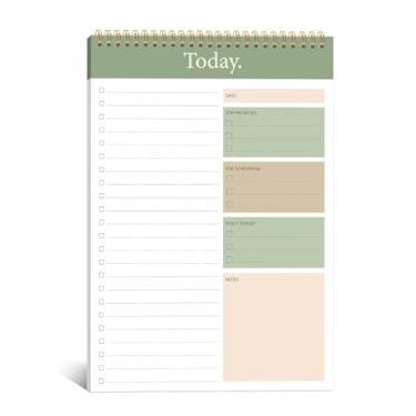 Imagem de KMQOY Bloco de notas para fazer – Bloco de notas diário sem data, bloco de notas espiral Today Planner papel grosso premium 16,5 cm x 25 cm para trabalho e organização pessoal
