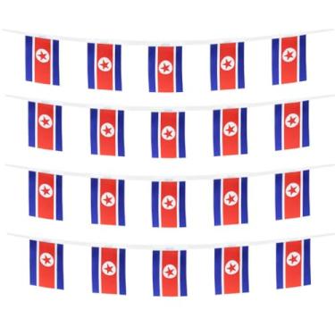 Imagem de FFILL 20 pés 20 bandeiras bandeira coreana, bandeira pequena da Coreia do Norte, para festas, lojas e decorações de bares, e celebrações do dia internacional. Bandeiras temáticas de países asiáticos