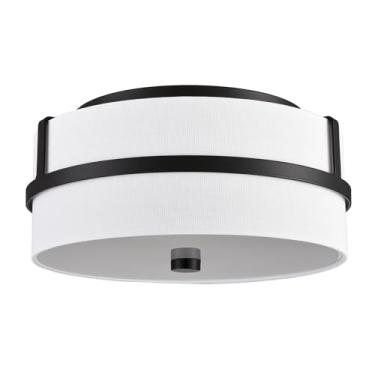 Imagem de HYDELITE Luminária De Teto Preta Drum Farmhouse Embutida Para Quarto, Sala Estar, Entrada