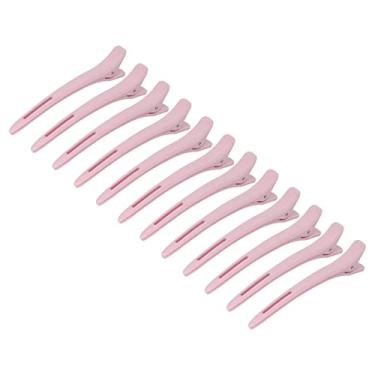 Imagem de 12 peças de grampos de cabelo antiderrapantes rosa com bico de pato para passar a ferro, colorir, secar com secador de cabelo, conjunto de grampos de cabelo para salão de beleza