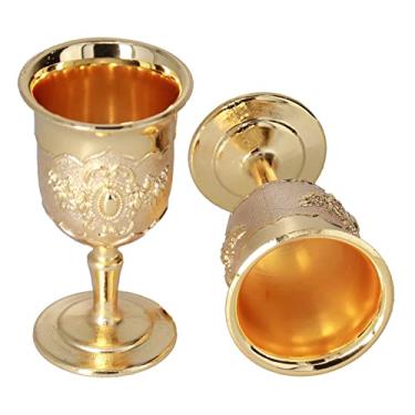 Imagem de Moumouten 2 Pçs Copo De Vinho Em Relevo De Metal Vintage, Cálice De Ornamentos Retrô Dourado, Cálice De Vinho Com Padrão De Flor Gravado Para Bar Em Casa, Festa, Casamento