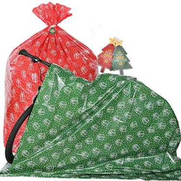Imagem de Extra Large Christmas Gift Bags, Set of 2 71"X59" Jumbo Bike Gift Bags for Oversised Giant Huge Xmas Presents, Desk Table Furniture Plastic Storage Bag, Bicycle/Baby Shower/Holiday Gift Wrapping Bags