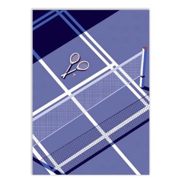 Imagem de Placa Decorativa Peteca Quadra Esportes Ilustração Azul