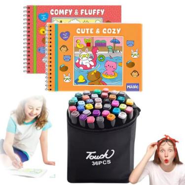 Imagem de Kit 2 Livro Bobbie Goods + 36 Canetinhas Coloridas Pintar Diversão - L