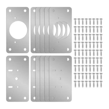 Imagem de XLWLLNJ Placa de reparo de dobradiça com 12 peças, com parafuso de montagem, placas de fixação de ferragens de metal resistentes à ferrugem para porta de