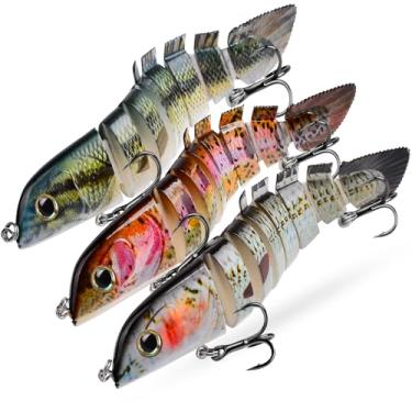 Imagem de Iscas de pesca de robalo - Isca artificial Crankbaits Swimbaits - Iscas rígidas realistas multiarticuladas cabeça de cobra arco em forma de peixe kits de equipamentos de pesca isca de pesca 3 peças