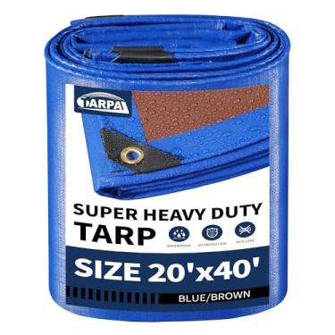 Imagem de TARPAL Lona resistente à prova d'água de 6 x 12 m de espessura com ilhós de metal a cada 45 cm, cobertura de proteção UV resistente a rasgos, coberturas de telhado, piscina, carro, lenha e móveis ao