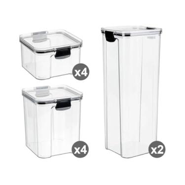 Imagem de Kit Potes Herméticos Cozinha com Tampa Transparente BPA Free para Mantimentos (10 peças (4+4+2))