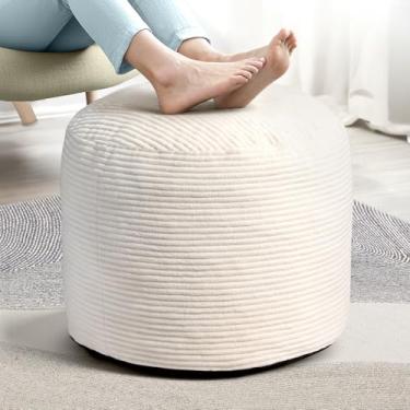 Imagem de JDMSHCA Pufes de veludo cotelê de tamanho duplo com zíper oculto – Pufes ergonômicos de apoio para os pés de espuma viscoelástica para mesas de escritório, sofás e pisos delicados off-white 51 x 38 cm