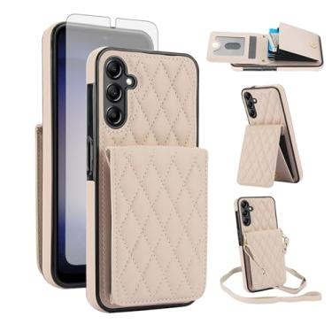 Imagem de Asuwish Capa de celular para Samsung Galaxy A56 5G carteira celular com protetor de tela de vidro temperado slot para cartão de crédito, alça transversal e bloqueio de RFID A 56 56A LTE mulheres