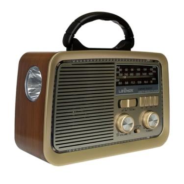 Imagem de Rádio Retrô Vintage Portátil AM FM Bluetooth Bateria Recarregável Bivolt 110v 220v Antigo a Tomada e Pilha com Lanterna