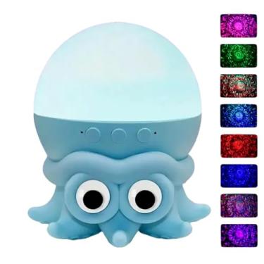 Imagem de Lâmpada de projetor Octopus Ocean Wave com alto-falante Bluetooth, projetor de luz de água 8 nebulosas, controle remoto e temporizador (45/90 minutos), decoração de mesa fofa para crianças, adultos e