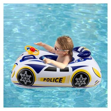 Imagem de Boia de piscina para bebês com design de carro de polícia 3D, boia de natação de PVC resistente, boia de piscina infantil, boia de natação com volante, brinquedos de piscina para crianças, meninas e